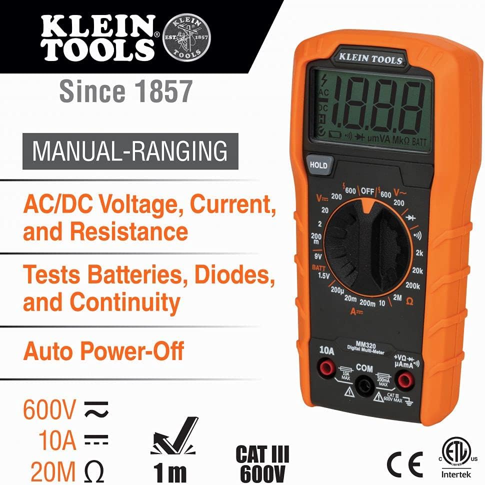 Digital Multimeter Electrical Test Kit with Non-Contact Voltage Tester, Receptacle Tester, Test Leads, Pack of 2 H44798