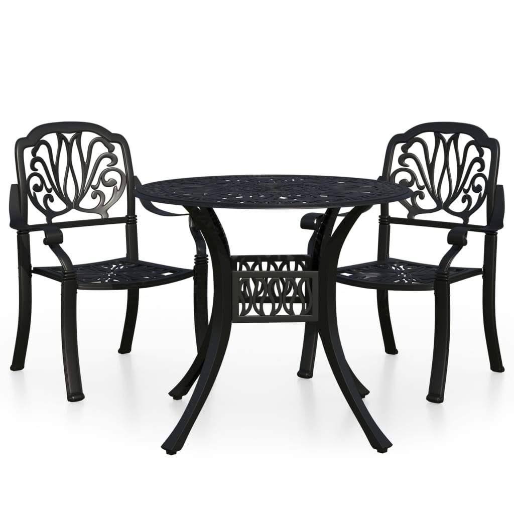 3 Piece Bistro Set Cast Aluminum Black X620332