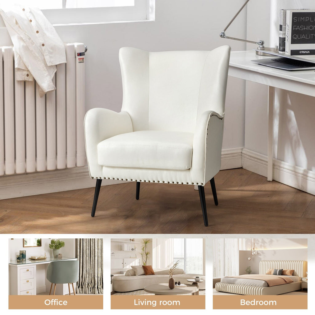 IVORY Upholstered Armchair with Metal Legs L145